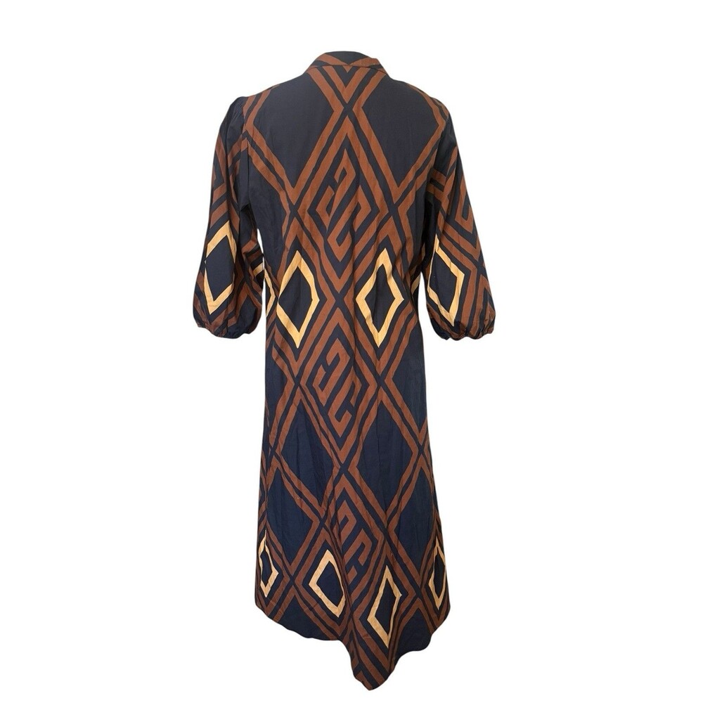 Anthropologie Porridge Mireil Midi Dress Brown Geometric Print M Petite NWT - Picture 4 of 11